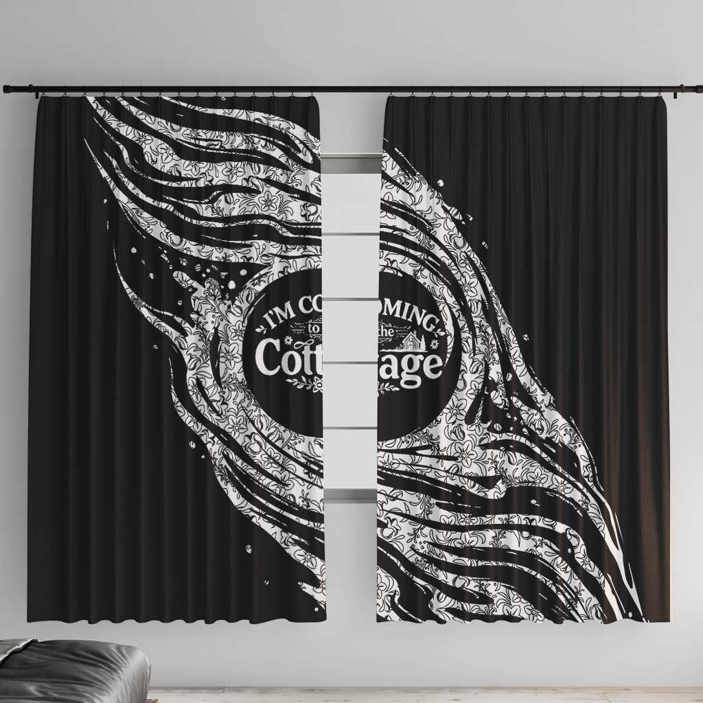 I'm Coming to the Cottage Window Curtain with Hand-Drawn Floral Pattern