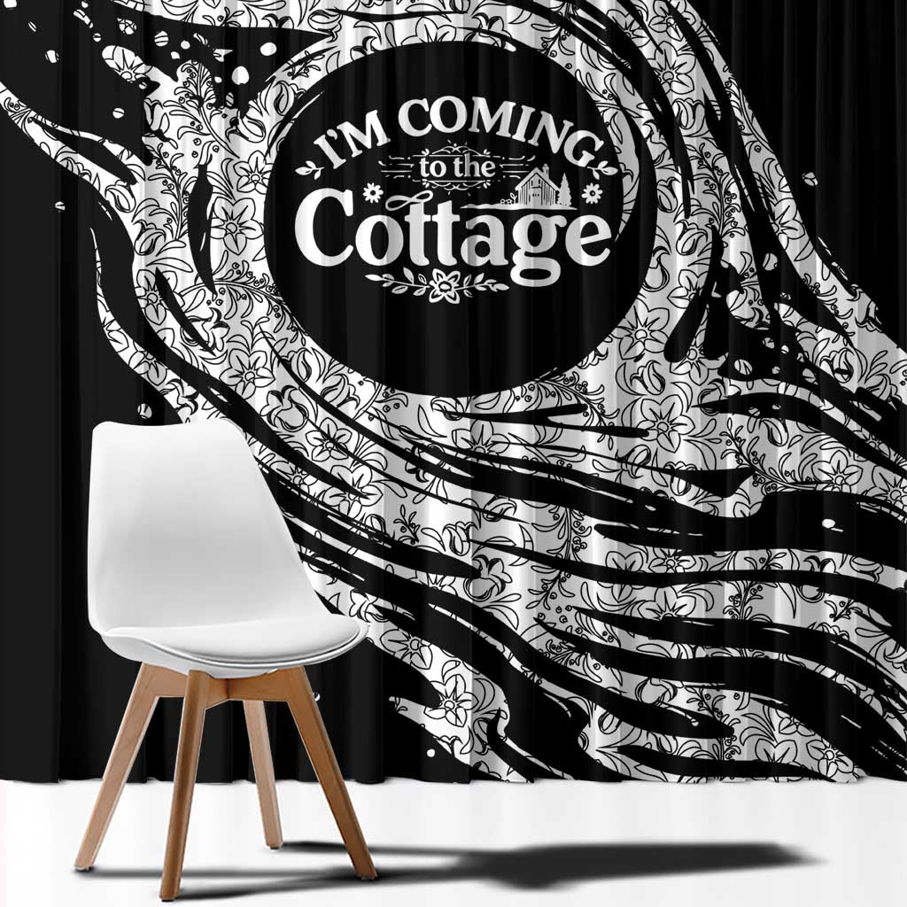 I'm Coming to the Cottage Window Curtain with Hand-Drawn Floral Pattern