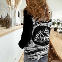 I'm Coming to the Cottage Women Casual Shirt with Hand-Drawn Floral Pattern