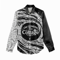 I'm Coming to the Cottage Women Casual Shirt with Hand-Drawn Floral Pattern