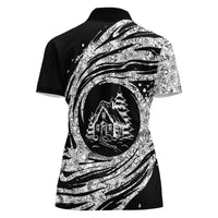 I'm Coming to the Cottage Women Polo Shirt with Hand-Drawn Floral Pattern