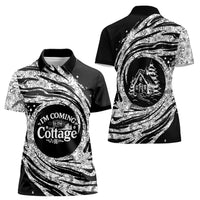 I'm Coming to the Cottage Women Polo Shirt with Hand-Drawn Floral Pattern