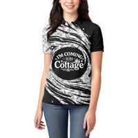 I'm Coming to the Cottage Women Polo Shirt with Hand-Drawn Floral Pattern