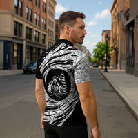 I'm Coming to the Cottage Zipper Polo Shirt with Hand-Drawn Floral Pattern