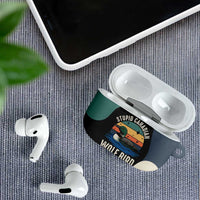 Stupid Canadian Wolf Bird AirPods Case with Retro Sunset Stripe Pattern