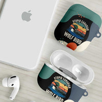 Stupid Canadian Wolf Bird AirPods Case with Retro Sunset Stripe Pattern