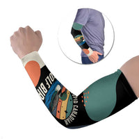 Stupid Canadian Wolf Bird Arm Sleeves with Retro Sunset Stripe Pattern