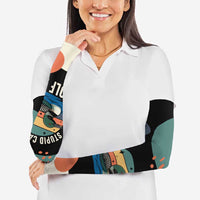 Stupid Canadian Wolf Bird Arm Sleeves with Retro Sunset Stripe Pattern