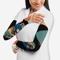 Stupid Canadian Wolf Bird Arm Sleeves with Retro Sunset Stripe Pattern