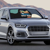 Stupid Canadian Wolf Bird Auto Sun Shade with Retro Sunset Stripe Pattern