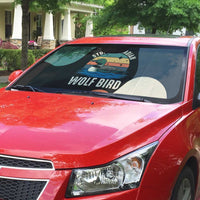 Stupid Canadian Wolf Bird Auto Sun Shade with Retro Sunset Stripe Pattern