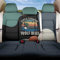 Stupid Canadian Wolf Bird Back Car Seat Cover with Retro Sunset Stripe Pattern