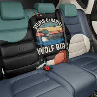 Stupid Canadian Wolf Bird Back Car Seat Cover with Retro Sunset Stripe Pattern