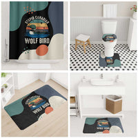 Stupid Canadian Wolf Bird Bathroom Set with Retro Sunset Stripe Pattern