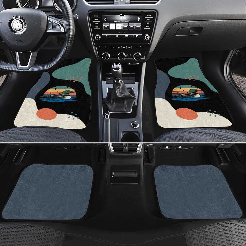 Stupid Canadian Wolf Bird Car Mats with Retro Sunset Stripe Pattern