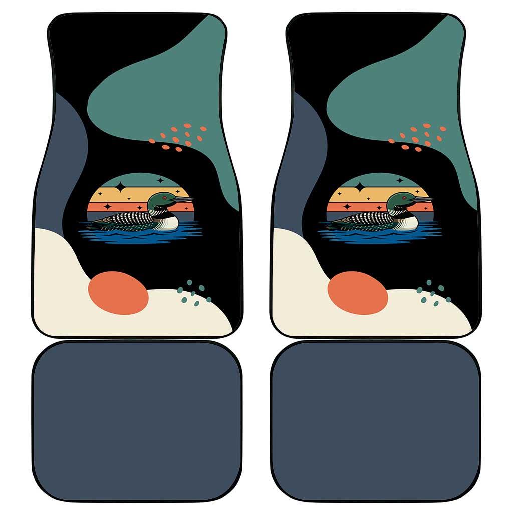 Stupid Canadian Wolf Bird Car Mats with Retro Sunset Stripe Pattern