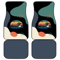 Stupid Canadian Wolf Bird Car Mats with Retro Sunset Stripe Pattern