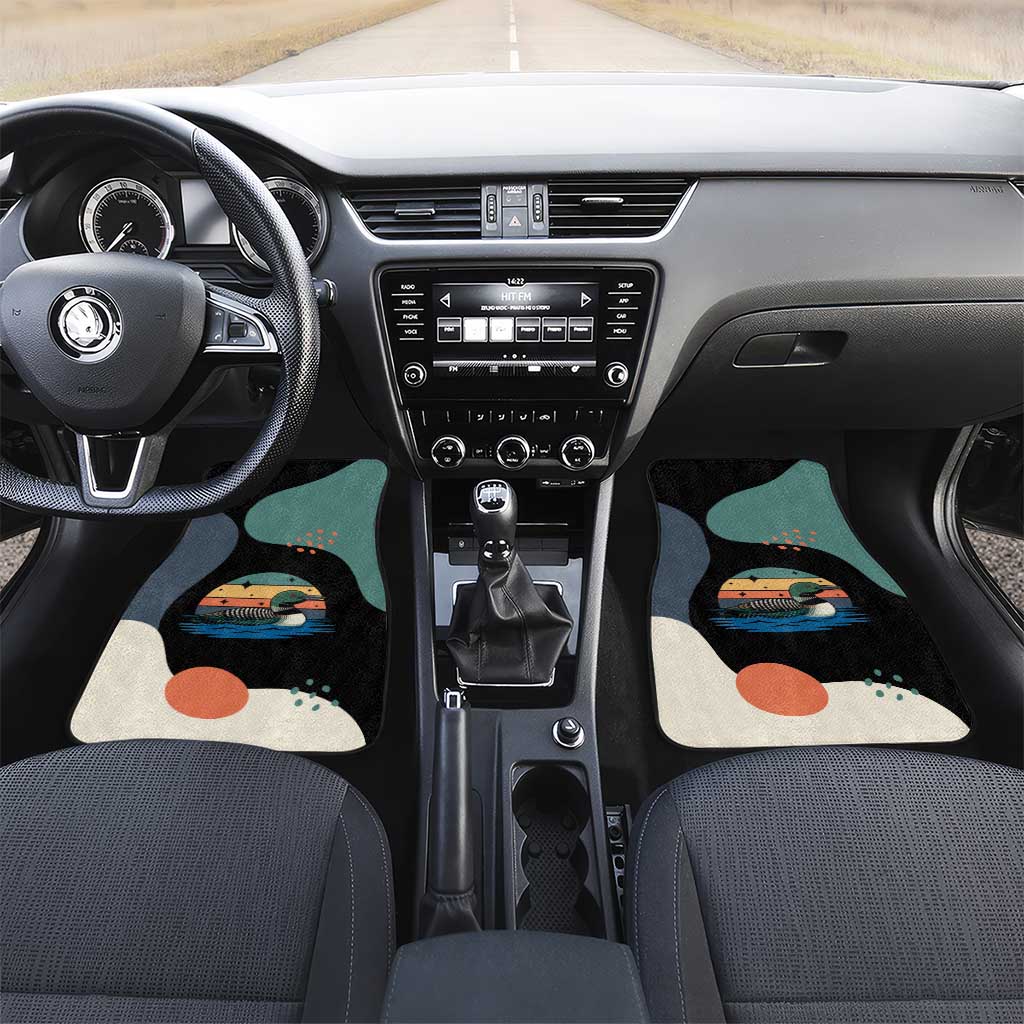 Stupid Canadian Wolf Bird Car Mats with Retro Sunset Stripe Pattern