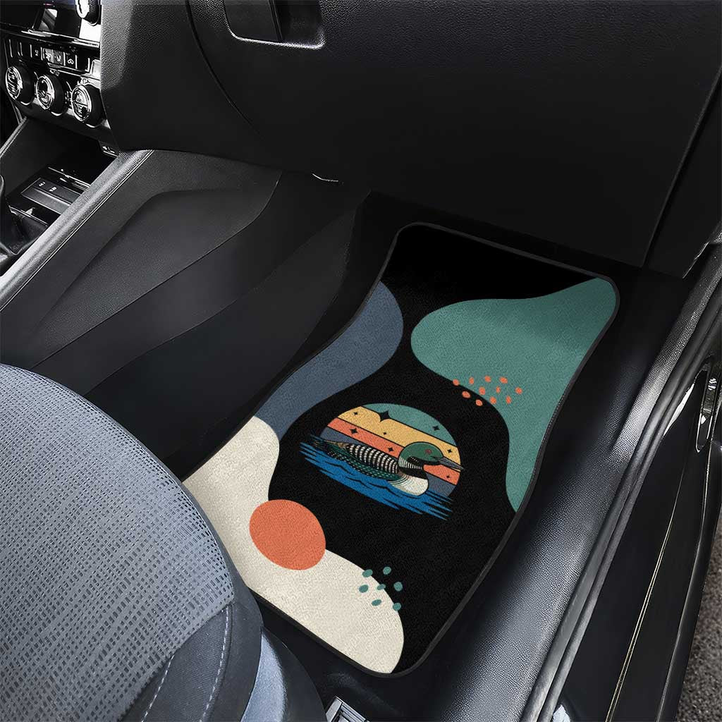 Stupid Canadian Wolf Bird Car Mats with Retro Sunset Stripe Pattern