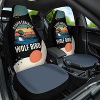 Stupid Canadian Wolf Bird Car Seat Cover with Retro Sunset Stripe Pattern