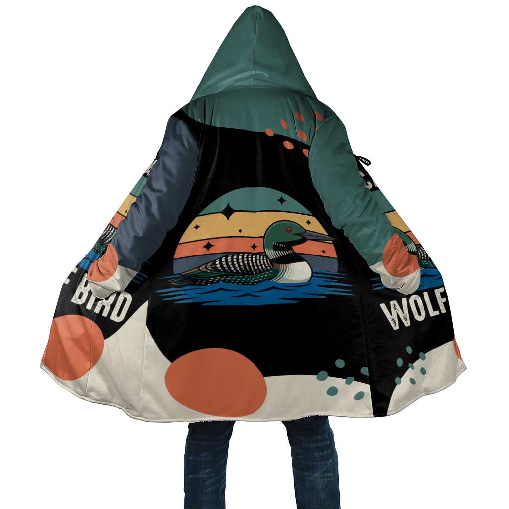 Stupid Canadian Wolf Bird Cloak with Retro Sunset Stripe Pattern