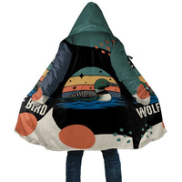 Stupid Canadian Wolf Bird Cloak with Retro Sunset Stripe Pattern