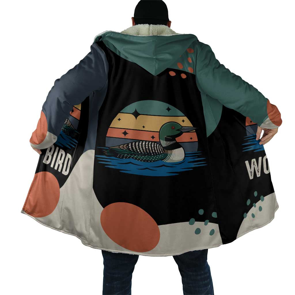 Stupid Canadian Wolf Bird Cloak with Retro Sunset Stripe Pattern