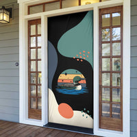 Stupid Canadian Wolf Bird Door Cover with Retro Sunset Stripe Pattern