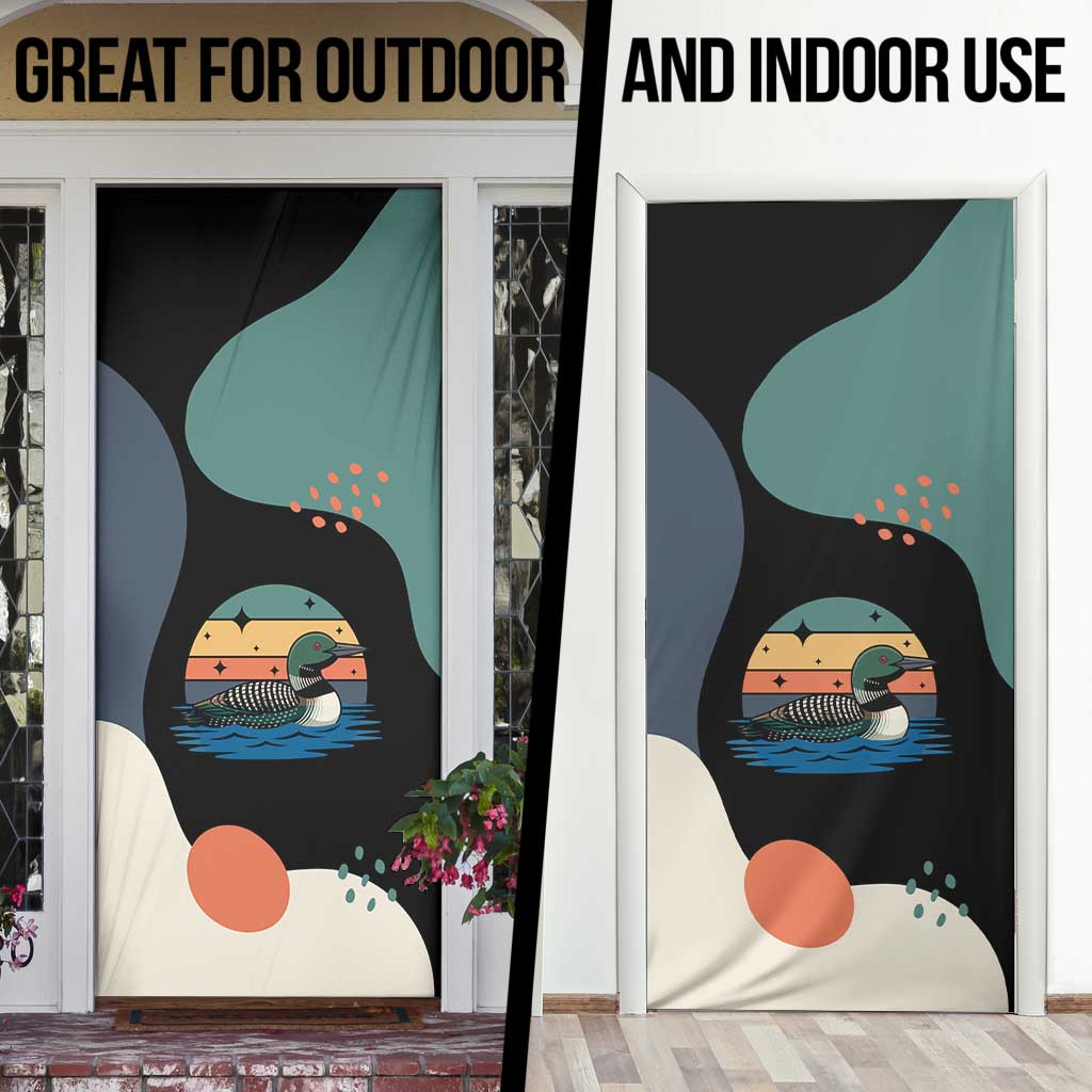 Stupid Canadian Wolf Bird Door Cover with Retro Sunset Stripe Pattern