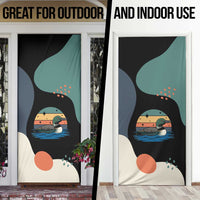 Stupid Canadian Wolf Bird Door Cover with Retro Sunset Stripe Pattern