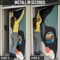 Stupid Canadian Wolf Bird Door Cover with Retro Sunset Stripe Pattern