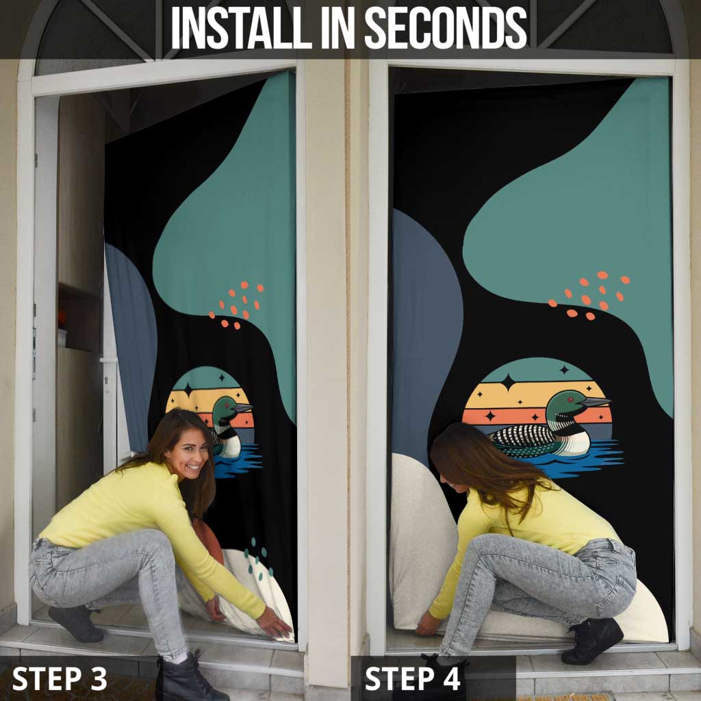 Stupid Canadian Wolf Bird Door Cover with Retro Sunset Stripe Pattern