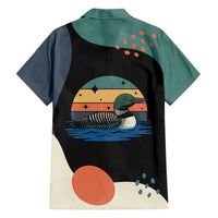 Stupid Canadian Wolf Bird Hawaiian Shirt with Retro Sunset Stripe Pattern