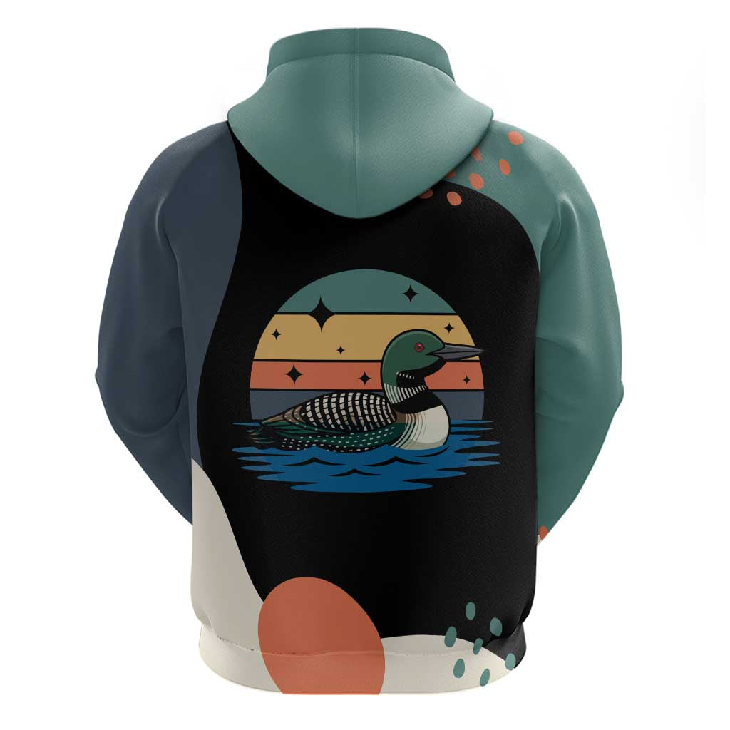 Stupid Canadian Wolf Bird Hoodie with Retro Sunset Stripe Pattern