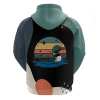 Stupid Canadian Wolf Bird Hoodie with Retro Sunset Stripe Pattern