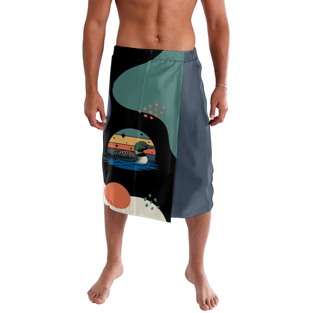 Stupid Canadian Wolf Bird Lavalava with Retro Sunset Stripe Pattern