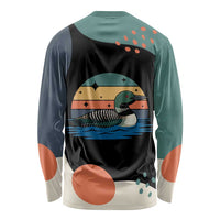 Stupid Canadian Wolf Bird Long Sleeve Shirt with Retro Sunset Stripe Pattern