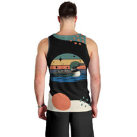 Stupid Canadian Wolf Bird Men Tank Top with Retro Sunset Stripe Pattern