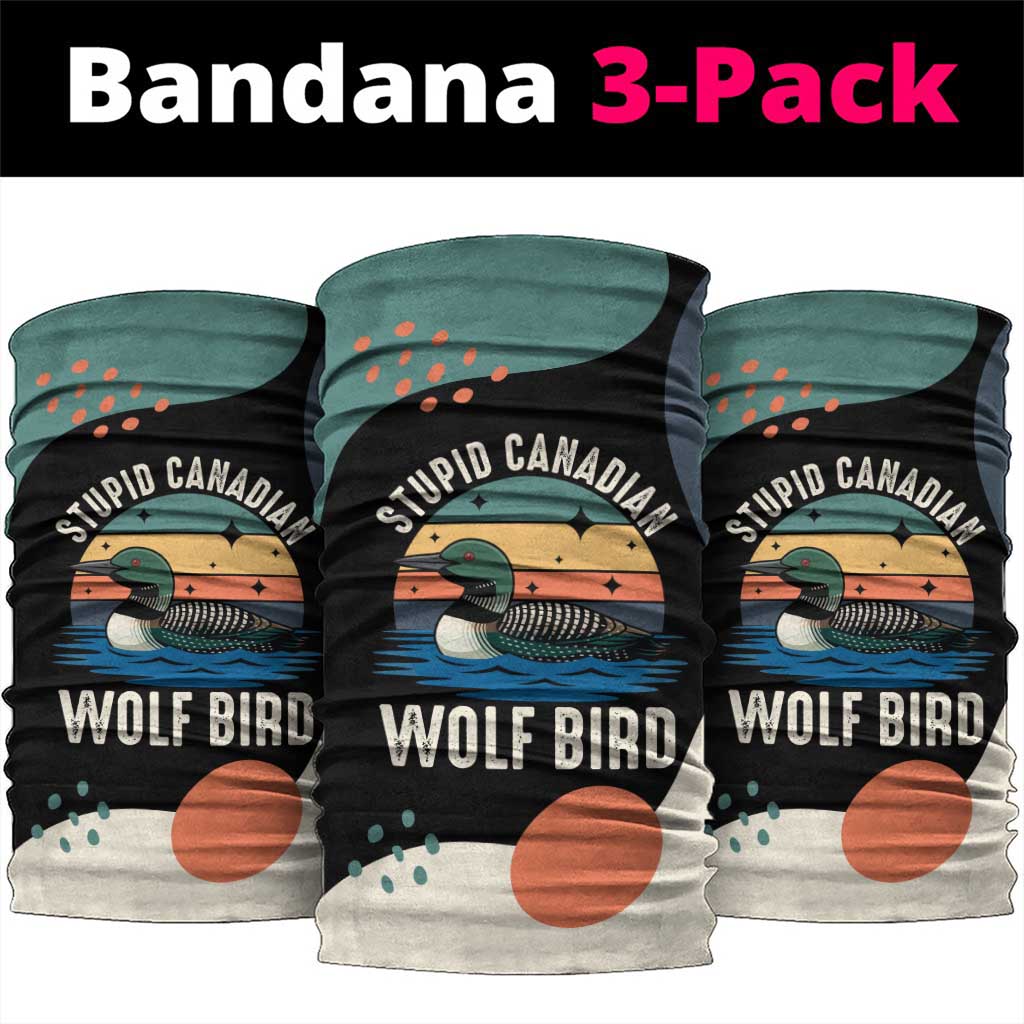 Stupid Canadian Wolf Bird Neck Gaiter with Retro Sunset Stripe Pattern