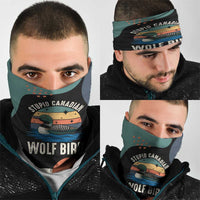 Stupid Canadian Wolf Bird Neck Gaiter with Retro Sunset Stripe Pattern