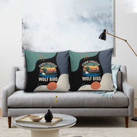 Stupid Canadian Wolf Bird Pillow Cover with Retro Sunset Stripe Pattern