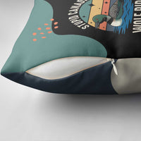 Stupid Canadian Wolf Bird Pillow Cover with Retro Sunset Stripe Pattern