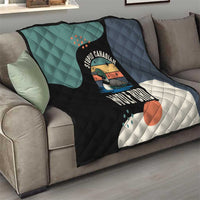 Stupid Canadian Wolf Bird Quilt with Retro Sunset Stripe Pattern