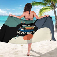 Stupid Canadian Wolf Bird Sarong with Retro Sunset Stripe Pattern