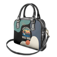 Stupid Canadian Wolf Bird Shoulder Handbag with Retro Sunset Stripe Pattern