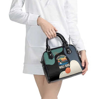 Stupid Canadian Wolf Bird Shoulder Handbag with Retro Sunset Stripe Pattern