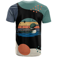 Stupid Canadian Wolf Bird T Shirt with Retro Sunset Stripe Pattern