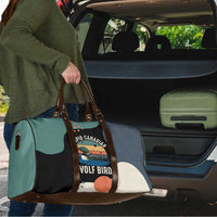 Stupid Canadian Wolf Bird Travel Bag with Retro Sunset Stripe Pattern