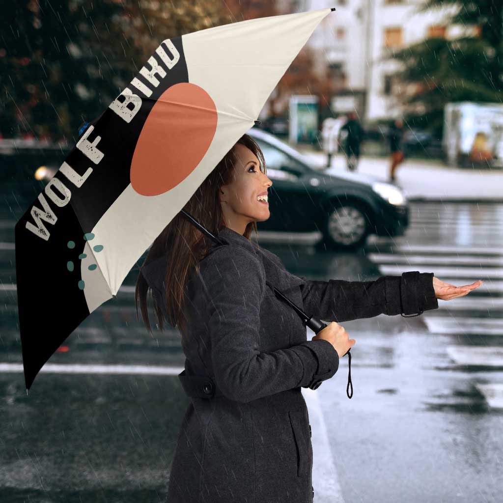 Stupid Canadian Wolf Bird Umbrella with Retro Sunset Stripe Pattern
