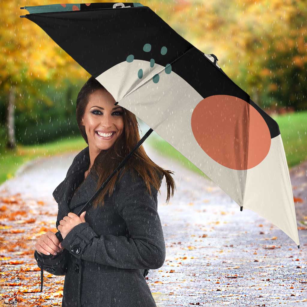 Stupid Canadian Wolf Bird Umbrella with Retro Sunset Stripe Pattern